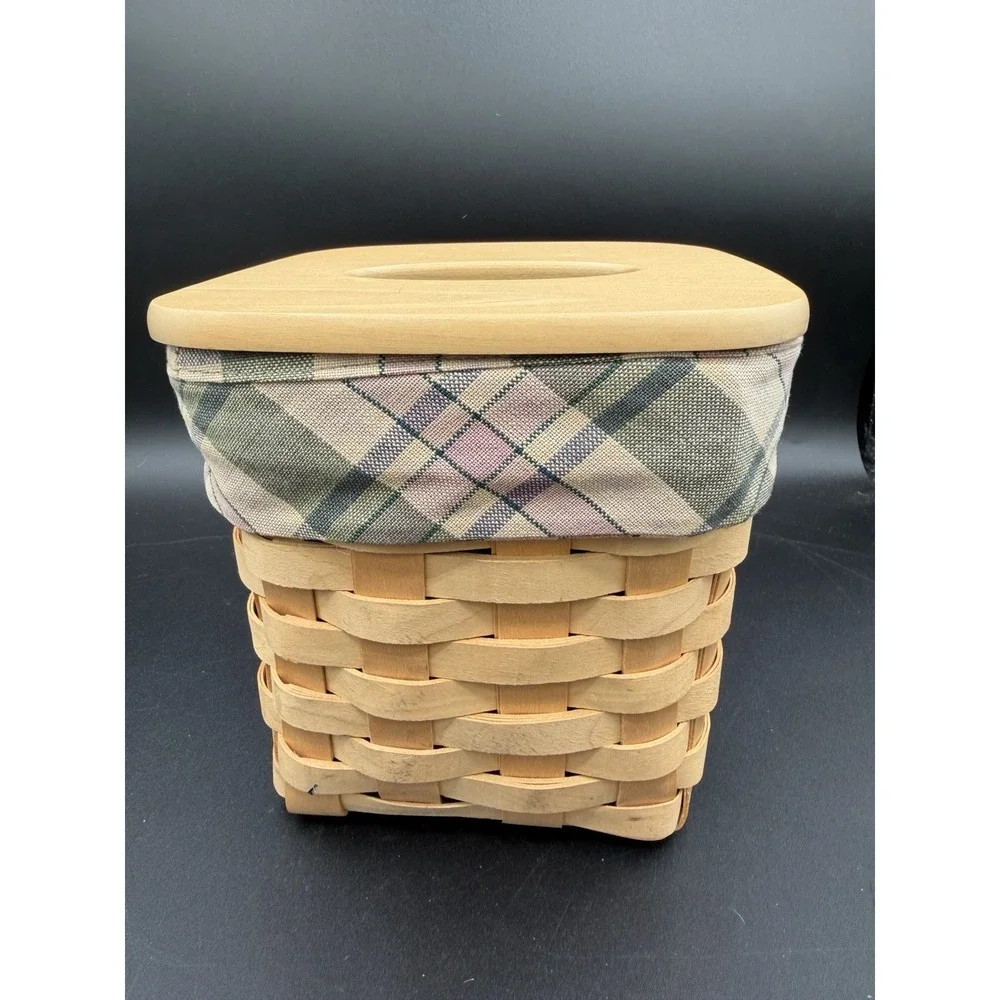 🧺✨ Longaberger 2001 Tall Tissue Basket – Made By Me – w/ Lid & Liner ✨🧺